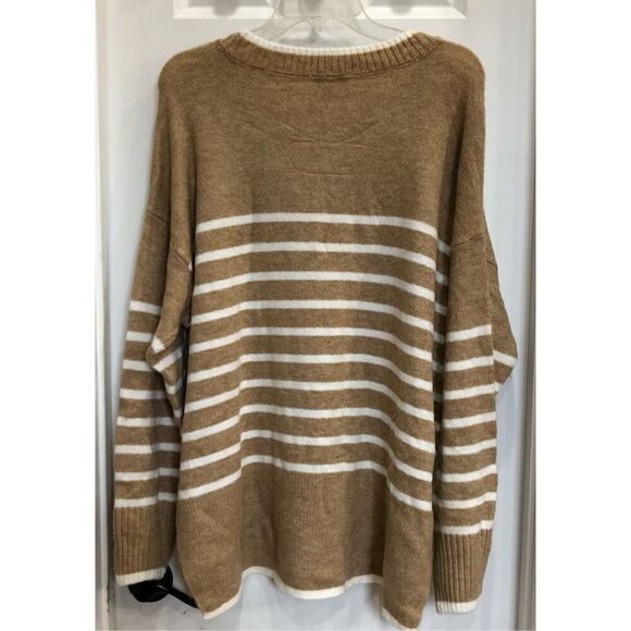 VINCE CAMUTO 🎉HP X2🎉 NWT - L Sz L Round-Neck Striped Sweater/Latte - Picture 14 of 16